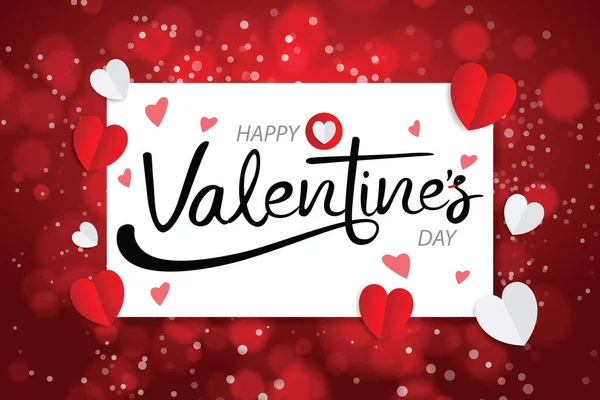 Happy Valentines Day affiche de typographie avec texte calligraphique écrit à la main, isolé sur fond blanc. Illustration vectorielle — Image vectorielle