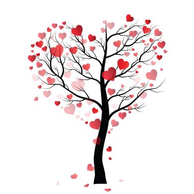 Beyaz arkaplanda aşk ağacı, illüstrasyon Vektörü
