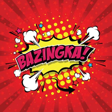Bazinga! Komik konuşma balonu, çizgi film. Sanat ve illüstrasyon vektör dosyası.