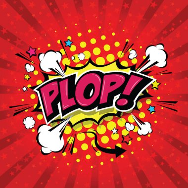 Plop! Komik konuşma balonu, çizgi film. Sanat ve illüstrasyon vektör dosyası.