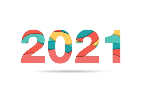 2021 Vecteur Sur Fond Papier Découpé Concept Vectoriel 2021 Conception — Image vectorielle