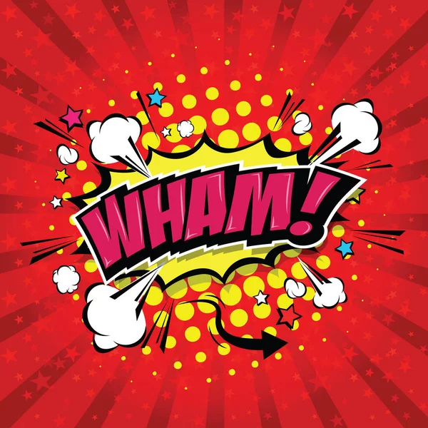 Wham Comic Speech Bubble Cartoon Inglés Arte Ilustración Vector Archivo — Vector de stock