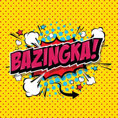 Bazinga! Komik konuşma balonu, çizgi film. Sanat ve illüstrasyon vektör dosyası.