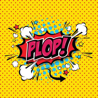 Plop! Komik konuşma balonu, çizgi film. Sanat ve illüstrasyon vektör dosyası.