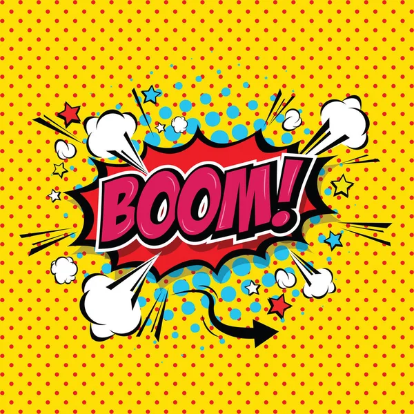Boom Comic Speech Bubble Cartoon Inglés Arte Ilustración Vector Archivo — Vector de stock