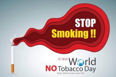 Tütün içmeyi bırak. Dünya Tütünsüz Günü. Resim Vektörü Eps 10