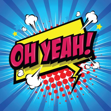 Ah evet! Komik konuşma balonu, çizgi film. Sanat ve illüstrasyon vektör dosyası.