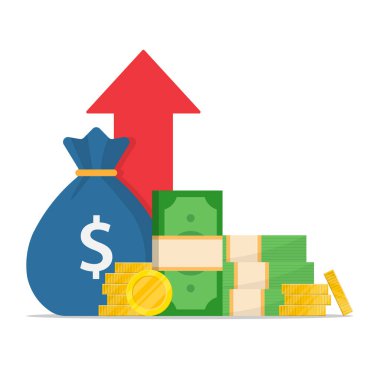 Bir paket yeşil dolar ve bir yığın altın para, bir çanta dolusu para.