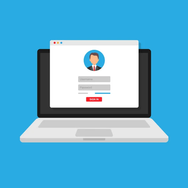 Giriş formu, giriş sayfası bir web tarayıcı penceresinde açılır 