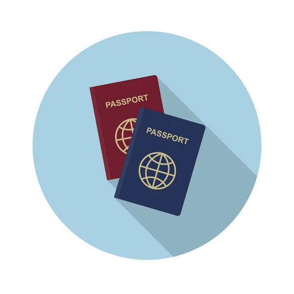 Passeport icône plate en deux couleurs de bleu et rouge . — Image vectorielle