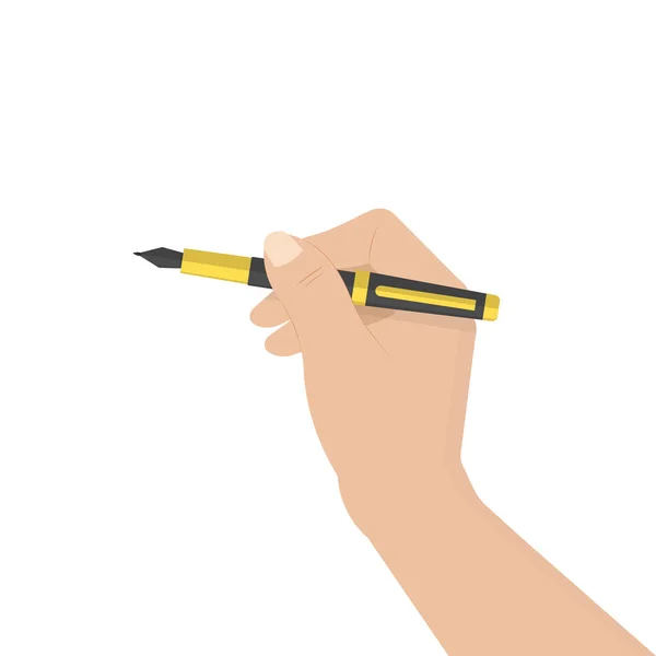 Черная Шариковая Ручка Руке Человека — стоковый вектор