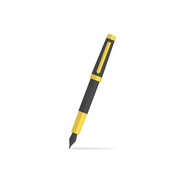 Gyllene, svart penna i vintagestil. Gammaldags penna. — Stock vektor