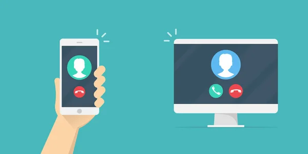Ip telefon. Elele tutuşan akıllı telefon ekranda.