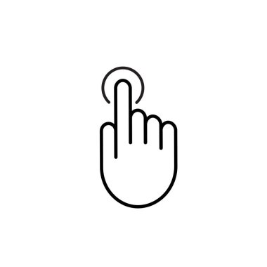 Parmak tıklama simgesi, el pointer.vektör illüstrasyonu beyaz arkaplanda izole edildi.
