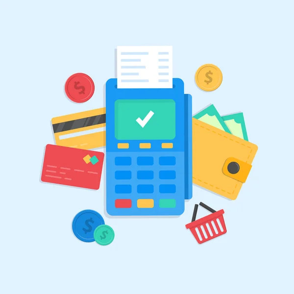Platba Kreditní Kartou Přes Poštovní Terminál Potvrzená Platba Kreditní Karta — Stockový vektor