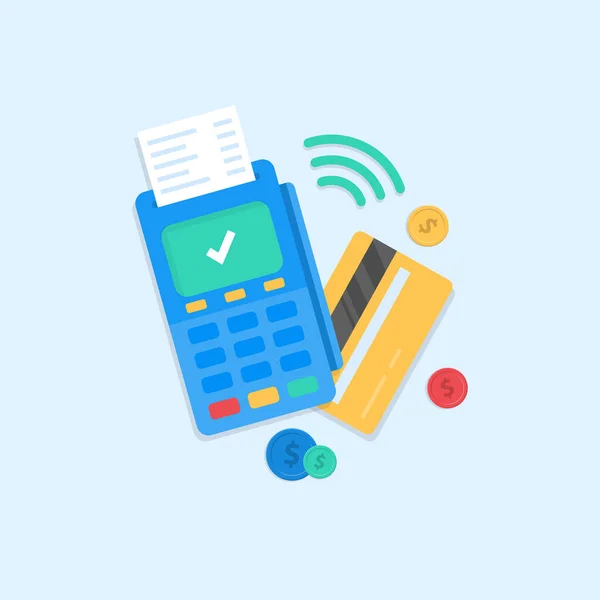 Płatności Mobilne Przy Użyciu Terminala Karty Kredytowej Technologii Komunikacji Bliskiego — Wektor stockowy