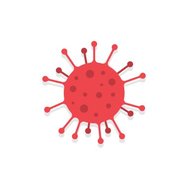 Virüs, bakteri, mikrop simgesi. Düz biçimde mikrop ya da bakteri yerleştirildi. Beyaz arkaplanda vektör çizimi izole edildi. EPS 10