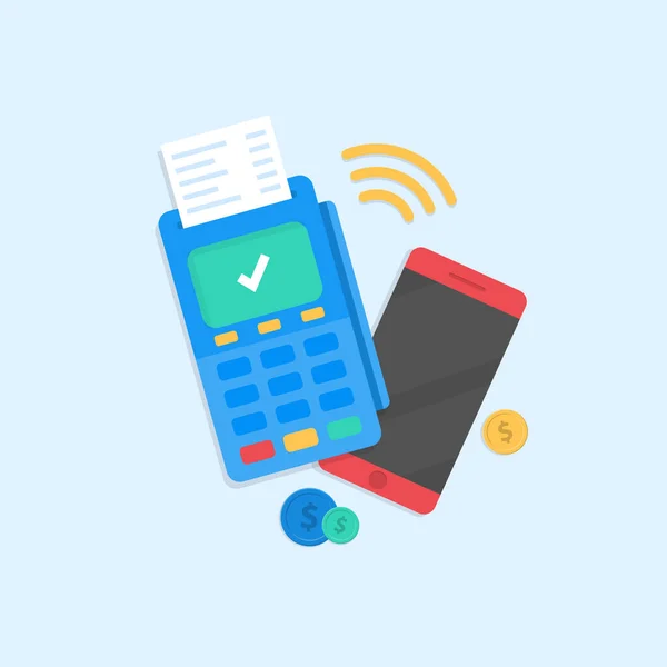 Mobilní Platby Pomocí Smartphonového Terminálu Komunikační Technologie Krátkého Dosahu Online — Stockový vektor