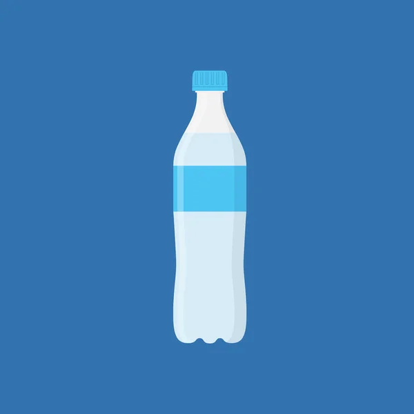 Butelka Ikony Wody Płaskim Stylu Izolowane Niebieskim Tle Ilustracja Wektora — Wektor stockowy