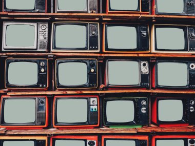 Eski retro televizyon ve boş perde göstermek