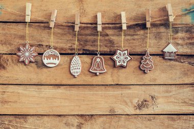 Noel için ahşap asılı süs Noel dekorasyon 