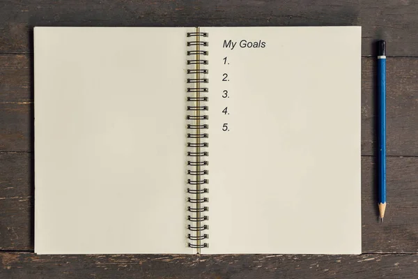 Business concept - Top view notebook writing My Goals. — Stock Photo, Image