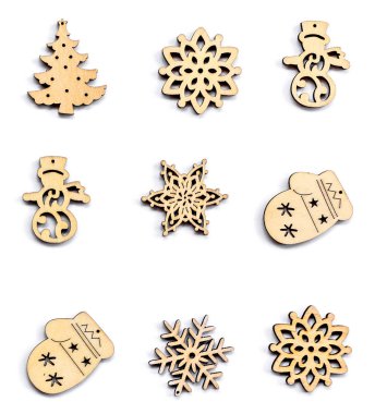 Noel dekorasyon izole beyaz tahtaya. Noel süsler