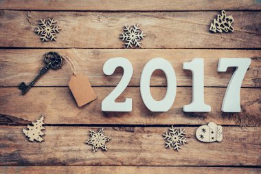 Eski anahtar etiketi ve ahşap numaraları numarası 2017 için şekillendirme ile