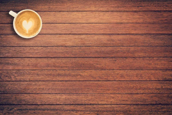 Kaffeetasse auf Holz Textur und Hintergrund mit Platz. — Stockfoto