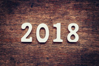 Ahşap numaraları numarası 2018, yeni yıl 2018 için şekillendirme