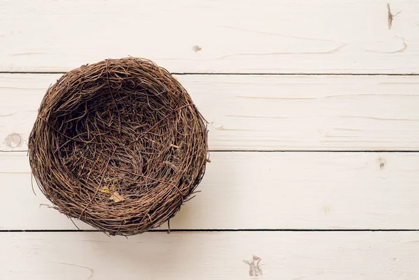 Top view blank nest wooden background with space. — Stock Photo, Image