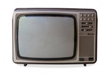 kırpma yolu ile izole beyaz Vintage televizyonda.