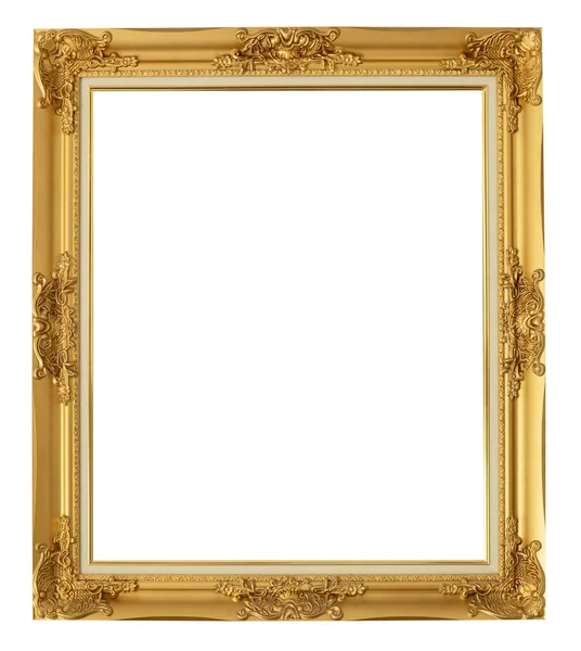 Gouden Frame Geïsoleerde Witte Achtergrond Met Clipping Pad — Stockfoto