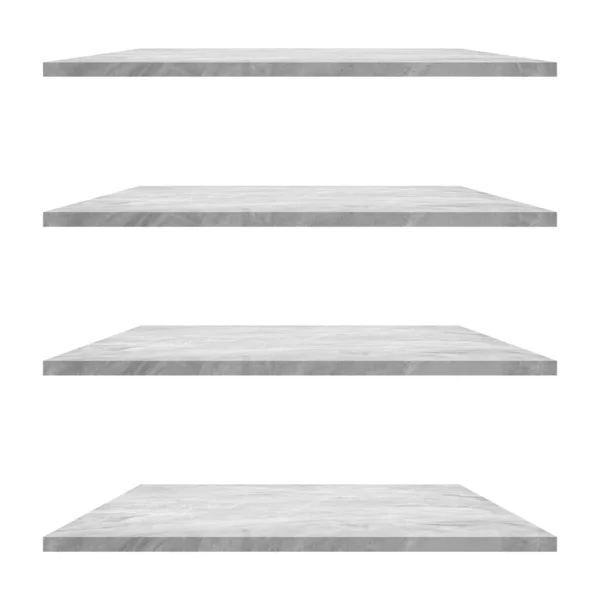 Concrete Shelves Table Isolated White Background Display Montage Product — Stock Photo, Image