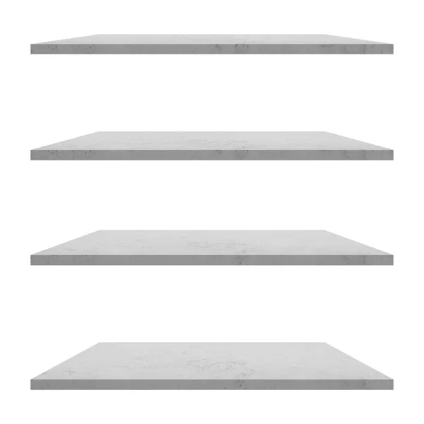 Concrete Shelves Table Isolated White Background Display Montage Product — Stock Photo, Image