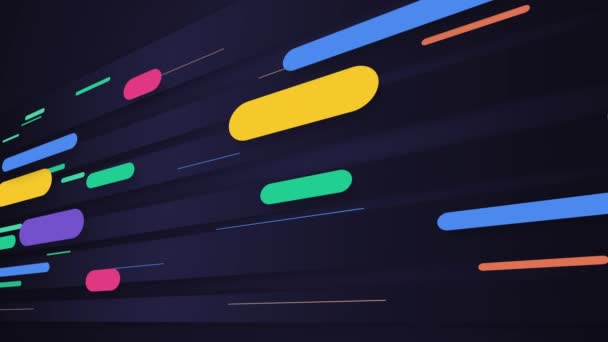 Linhas Coloridas Animadas Movendo Através Fundo Azul Loop — Vídeo de Stock