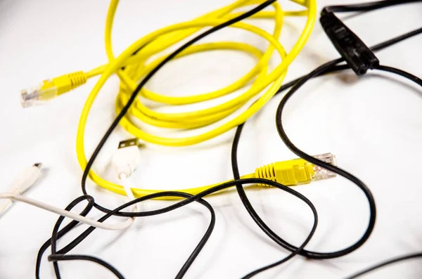 Mess in old pc wires — Stock Photo, Image