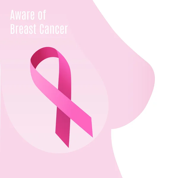 Silueta de pecho de mujer en topless con cinta rosa para la toma de conciencia del cáncer de mama. Concepto de salud y medicina. Vector — Archivo Imágenes Vectoriales