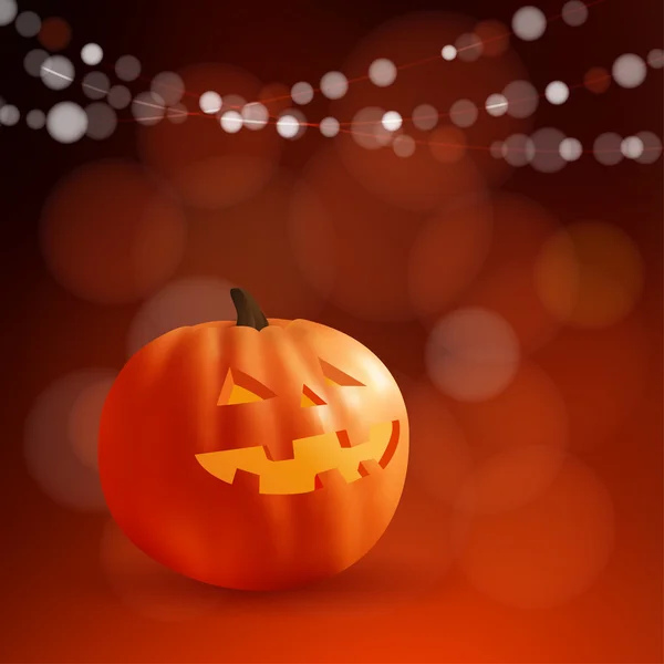 Saludo de Halloween o Día de los Muertos, Tarjeta del Día de los Muertos, invitación. Freaky tallado calabaza y partido luces, vector . — Archivo Imágenes Vectoriales