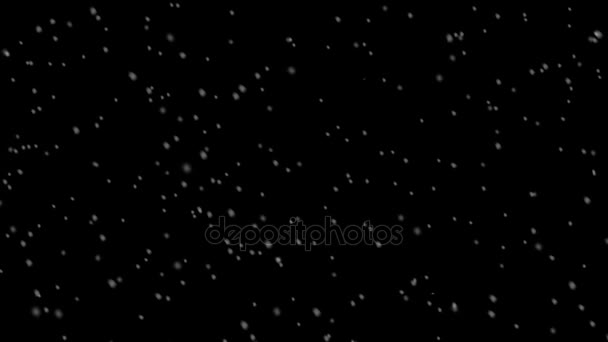 冬の雪が降っていると黒のクリスマス背景。現実的なスローモーションぼやけてスノーフレーク 3 d アニメーション、フル Hd. — ストック動画