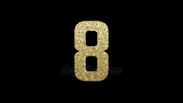 10 Second countdown with golden glitter numbers. Passing Time or New Year's Eve concept. HD animation. — Stock Video