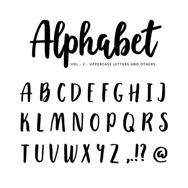 Alphabet vectoriel dessiné à la main, police. Lettres isolées écrites avec marqueur ou encre, écriture au pinceau . — Image vectorielle