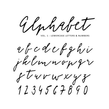 Hand drawn vector alphabet. Signature script font. Isolated letters written with marker, ink. Calligraphy, lettering. clipart