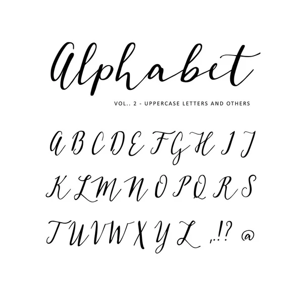 Hand drawn vector alphabet. Script font. Isolated letters written with marker, ink. Calligraphy, lettering. — Stock Vector