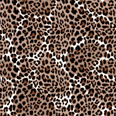 Leopar veya jaguar seamless modeli. Modern hayvan kürk tasarım. Vektör çizim arka plan