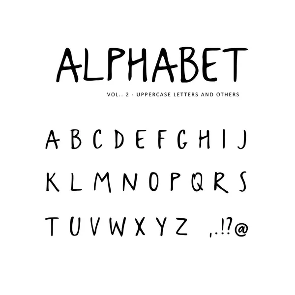 Alphabet vectoriel dessiné à la main. Police sans empattement, lettres isolées écrites avec marqueur, encre. Calligraphie, lettrage . — Image vectorielle