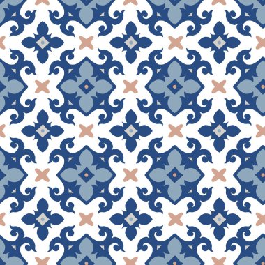 Ramazan Kareem tebrik kartları, İslami geçmişleri, kumaşları, web pankartları için el yapımı Fas desenleri. Portekizli azulejos fayans tasarımı. Dekoratif vektör çizimleri