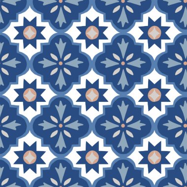 Ramazan Kareem tebrik kartları, İslami geçmişleri, kumaşları, web pankartları için el yapımı Fas desenleri. Portekizli azulejos fayans tasarımı. Dekoratif vektör çizimleri.