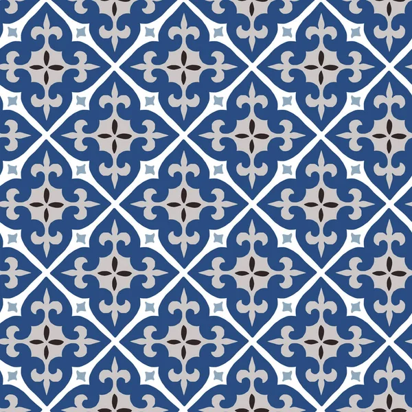 Ручной рисунок звезд в форме марокканской бесшовный узор для Рамадан Карим поздравительные открытки, исламские фоны, ткань, веб-баннеры. Португальский дизайн плитки azulejos. Декоративные векторные иллюстрации — стоковый вектор