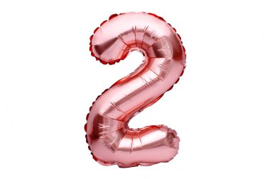 2 numara, gül sarısı şişirilebilir helyum balonundan yapılmış. Altın sarısı folyo balon yazı tipi tam sayılar kümesinin bir parçası, beyaza izole edilmiş. Doğum günü partisi kutlaması, satış ve indirim kavramı